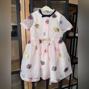 Hucklebones London dress empire bows organza formal metallic blush toddler girls